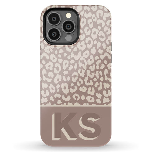 Boho Leopard 3D Initials iPhone Case
